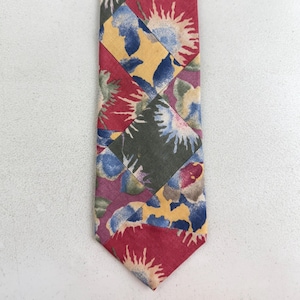 Cravate vintage en soie à imprimé floral patchwork, années 90, Robert Talbott, cravate colorée pour homme, style preppy, créateur des années 1990