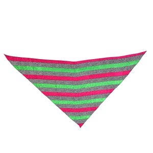 Vintage Striped & Polka Dot Scarf 1980s Triangle Ascot Black/White/Pink/Green