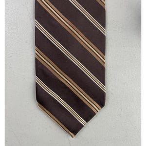 Vintage Striped Silk Tie, 1990s DKNY Necktie, 90s Brown Satin Stripes Tie