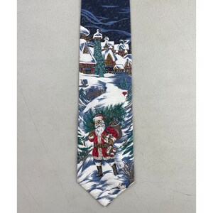 Vintage Santa Claus Silk Tie 1990s Christmas Holiday Necktie