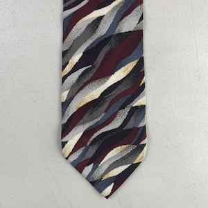 Vintage Silk Striped Tie, 1980s Multi Color Stripes Necktie, 80s Brush Strokes Print Tie