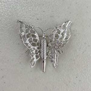 Vintage 3D Butterfly Pin 1970s Sarah Coventry Silver Tone Metal