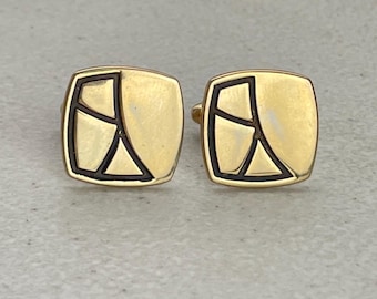 Boutons De Manchette Vintage Anson – Finition Or Texturé, Style Milieu De Siècle
