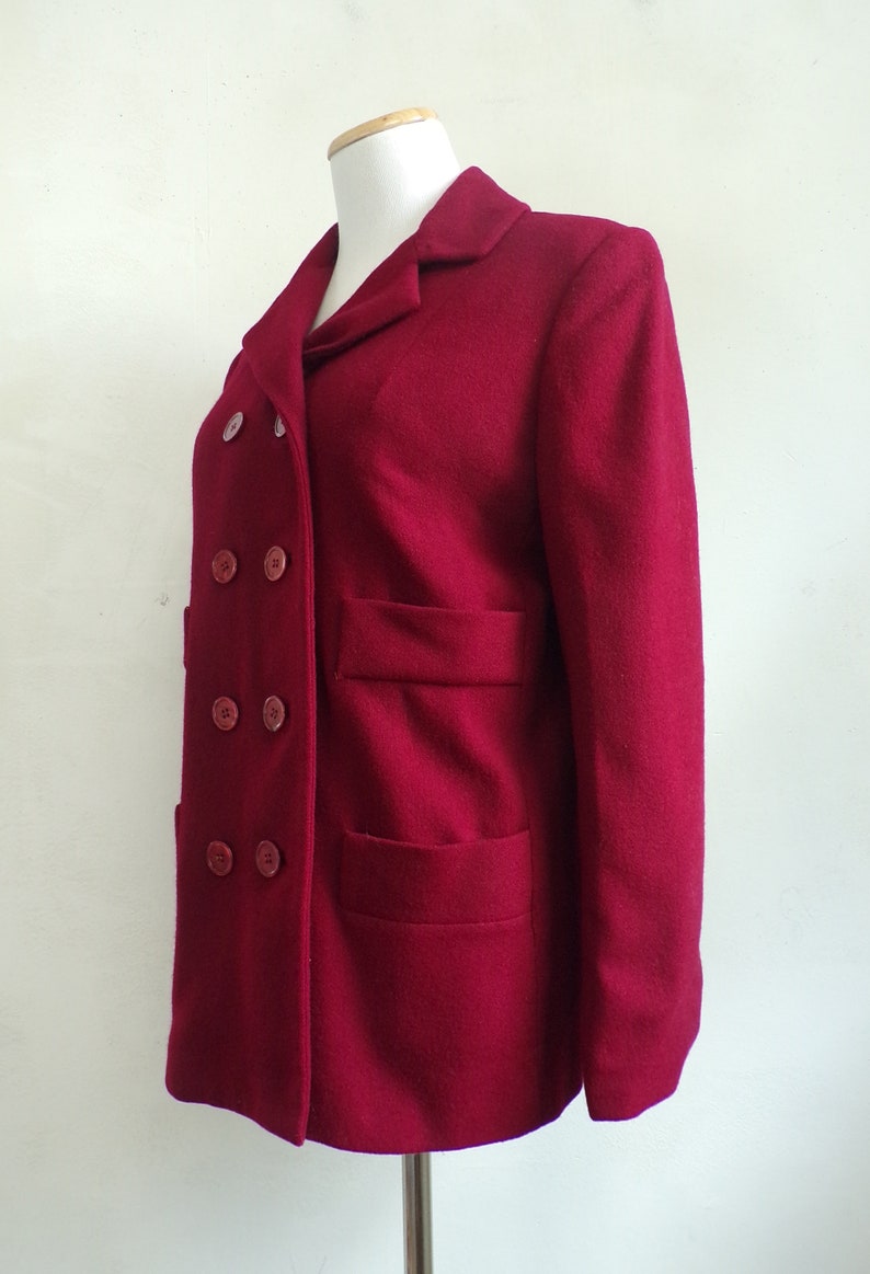 Vintage 1950s Wool Blazer 50s Dark Red Felted Wool Collared | Etsy