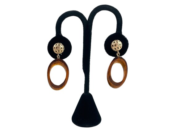 Vintage Trifari Oval Hoop Earrings 1970s Gold Ton… - image 3