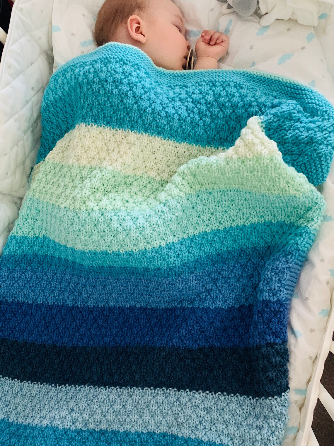 Hand Knitted Wool and Acrylic Blanket for Babies plaid Etsy