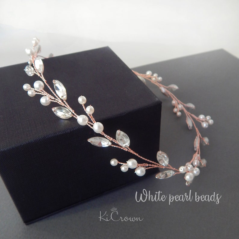 Rose gold hair piece Bridal headband Rose gold hair vine Wedding head piece Wedding hair piece Rose gold wreath Rose gold hairpiece