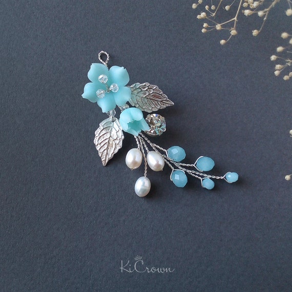 Aqua Hair Vine Blue Hair Piece Wedding Hair Vine Blue Etsy