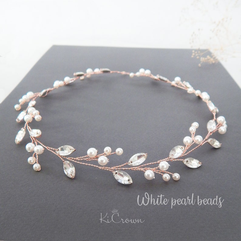 Rose gold hair piece Bridal headband Rose gold hair vine Wedding head piece Wedding hair piece Rose gold wreath Rose gold hairpiece