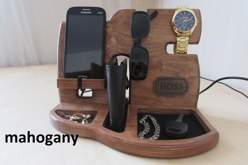 Wood docking station with personalization Wooden docking Etsy