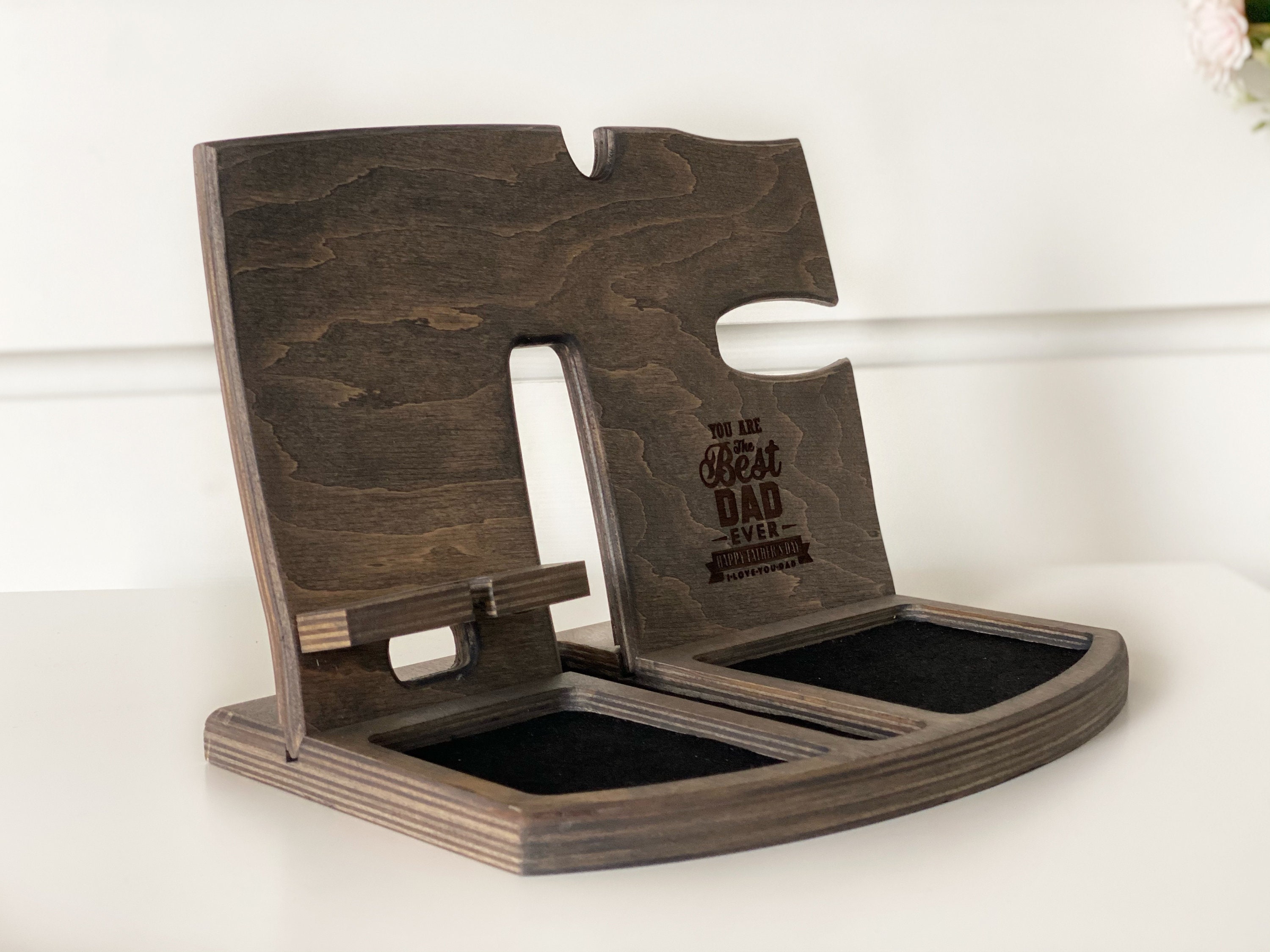 Custom catch all tray Fathers day gift Nightstand valet Etsy