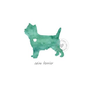 Cairn Terrier Dog Watercolor Painting Digital Art Print Silhouette Custom Wall Decor, Home, Office, Nursery, Room Decor