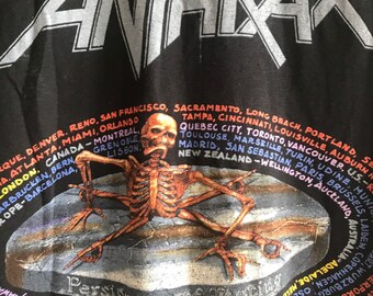 1990 ANTHRAX Vintage Original Concert Tour Shirt 50/50 Polycotton