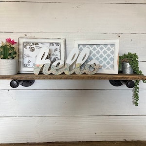 1 Farmhouse Wood Shelf With Pipes, Wooden Shelves