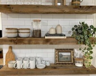 10" Deep Farmhouse Floating Shelves, Longer than 48", Wooden Shelves,