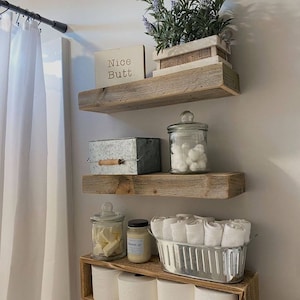 Rustikales Badezimmer Set, 3 Holzregale, Schweberegale (Echtes Altholz!)