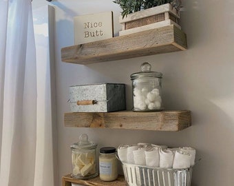 Farmhouse Bathroom Set, 3 wooden shelves, shelf, Floating Shelves (Real reclaimed wood!)