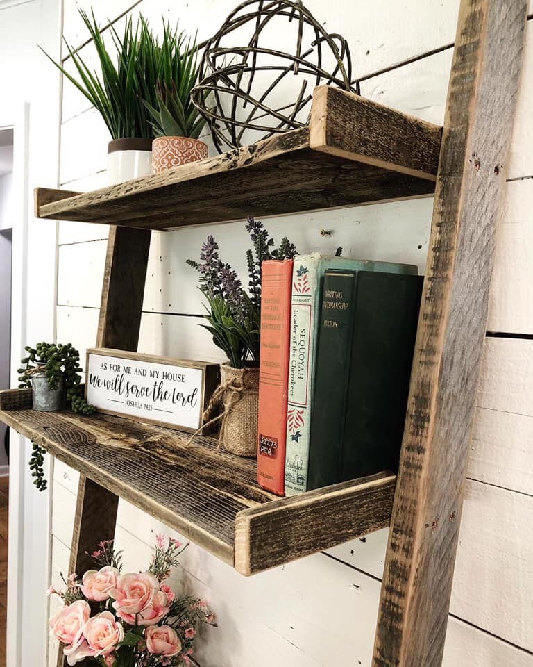Reclaimed Wood Ladder Shelf Desk Farmhouse Desk IN STORE Etsy