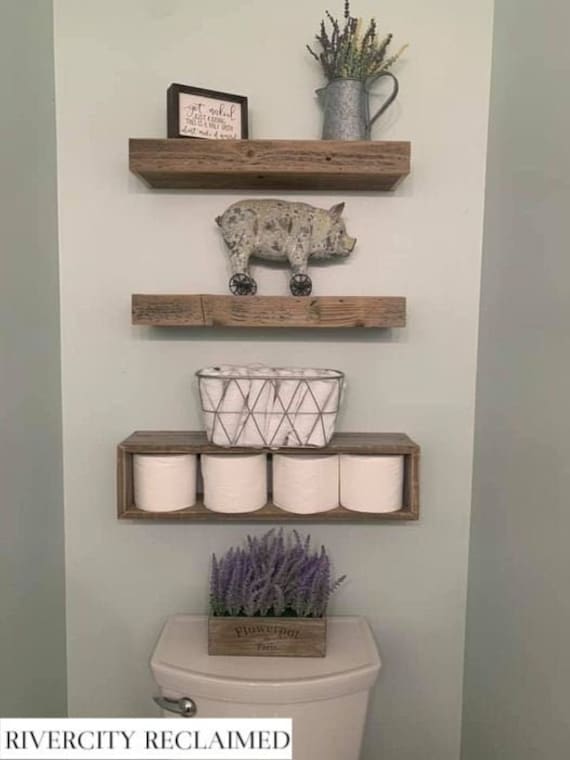 Farmhouse Bathroom Set 3 Wooden Shelves Shelf Floating 