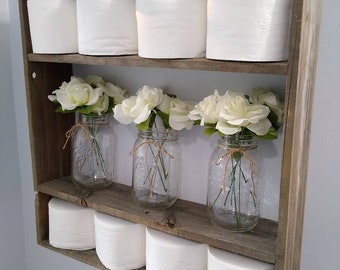 Farmhouse Toilet Paper Shelf, wood shelf, Floating shelf