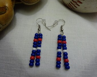 Chicago Cubs Glass Bead Earrings