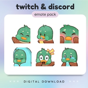 Duck Emotes (6) Mallard Twitch Discord Emote Pack Premade Emotes
