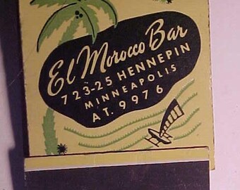 c1940-50s the Kin Chu Cafe El Morocco Bar 723 Hennepin Minneapolis, Minnesota, Vintage Full Book of Restaurant Advertising Matches Matchbook