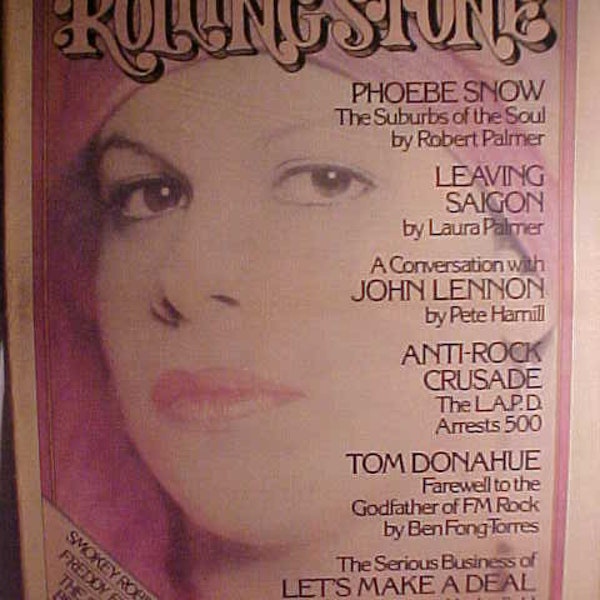 June 5, 1975 issue No. 188 Rolling Stone Magazine with Phoebe Snow on the cover, Music Studio Decor, Rock N Roll History Publication No.2