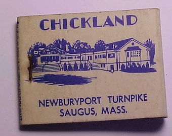 c1940-50s Chickland Newburyport Turnpike Saugus, Mass., Full Book of Restaurant Advertising Matches Matchbook, Matchbook Collector