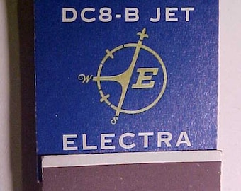 c1960s Eastern Air Lines DC8-B Jet Electra Cities Service, Vintage Full Book of Aviation Airplane Advertising Matches Matchbook