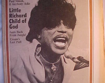 May 28, 1970 issue No. 59 Rolling Stone Magazine with Little Richard on the cover, Music Studio Decor, Rock N Roll History Publication