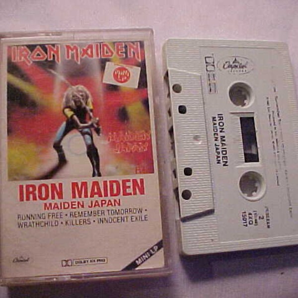 1981 Iron Maiden maiden Japan Tape Cassette, Vintage Retro 1980s Rock N Roll Music, Music Studio Decor, Birthday or Christmas Gift Idea