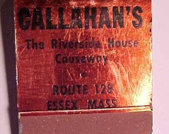 c1940-50s Callahan's the Riverside House Causeway Essex, Mass., Full Book of Restaurant Advertising Matches Matchbook, Matchbook Collector