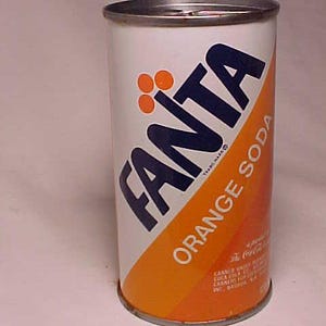 c1960s Fanta Orange Soda by Canners for Coca Cola Bottlers Inc. Nashua, N.H., Juice Tab Steel Soda Can, Back Bar Decor, Soda Fountain Decor