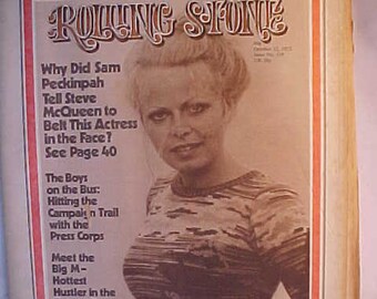 October 12, 1972 issue No. 119 Rolling Stone Magazine with Sally Struthers on the cover, Music Studio Decor, Rock N Roll History Publication