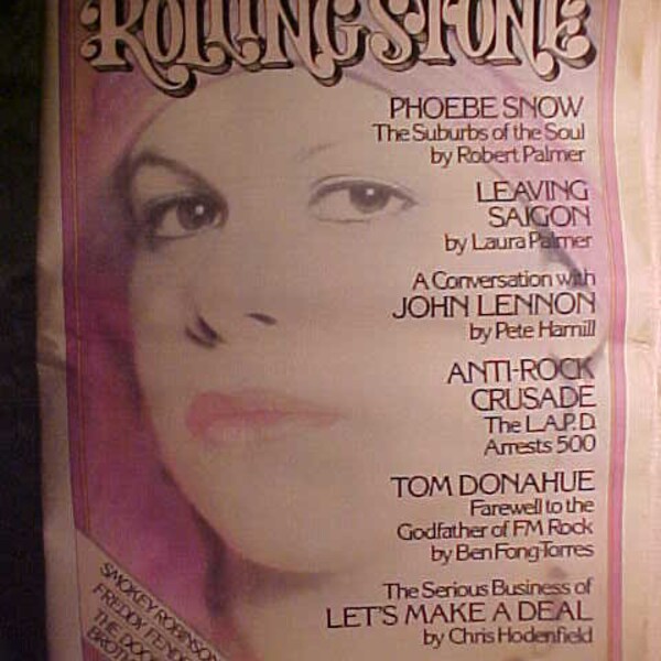 June 5, 1975 issue No. 188 Rolling Stone Magazine with Phoebe Snow on the cover, Music Studio Decor, Rock N Roll History Publication