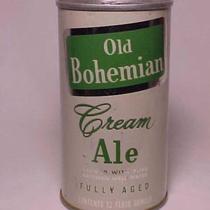 c1960-70s Old Bohemian Cream Ale brewed and packed by Eastern Brewing Corp. Hammonton NJ, Air Filled EMPTY Pull Tab Beer Can, Back Bar Decor