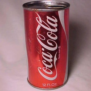 c1960s Coca Cola by Canners for Coca Cola Bottlers Inc. Nashua, N.H., Juice Tab Steel Soda Can, Back Bar Decor, Soda Fountain Decor