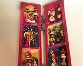 Vtg Peru Retablo Diorama Peruvian Folk Art Wood Folding Tube Handmade Collectible Wood Leather Ceramic Yarn Nativity Guitar