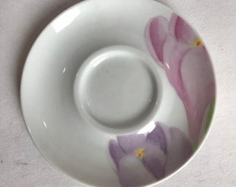 Mikasa Vogue L1052 Saucer Porcelain Pink Purple Flowers on Black & White 6" Eight Available