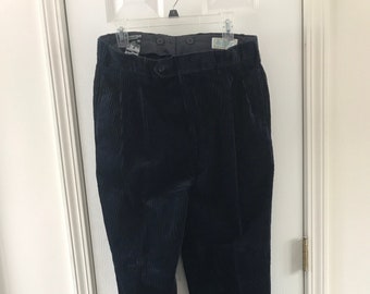 VTG 1980's J. Peterman Men's Black Corduroy Pants Made in Portugal 36 Velluto Duca Visonti Di Modrone New
