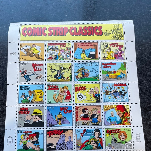 Vintage Comic Strip Classics Sheet Of Historic Postage Stamps #3000 – 1995 32c Comic Strip Classics