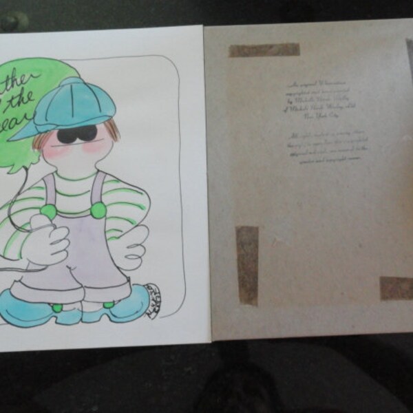 Vtg Michelle Nicole Wesley An Original Water Color "Father of the Year" Art Whimsatoon Of New York City Signed 1975