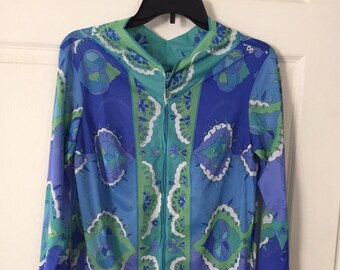 Vintage Emilio Pucci Formfit Rogers Printed Robe 1960s Small