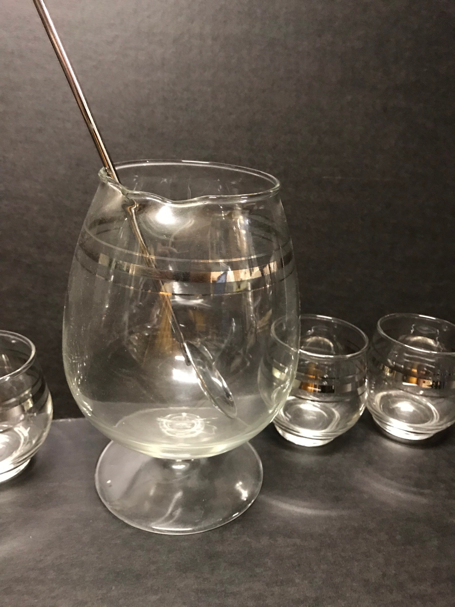 Vtg Set of Cocktail Mixer & Matching Glasses MCM Bar Ware Set Etsy