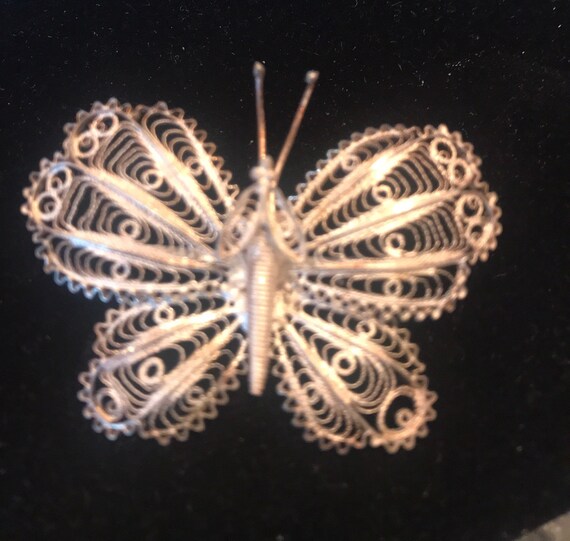 Vintage 1960's Sterling Silver Butterfly Pin With… - image 4