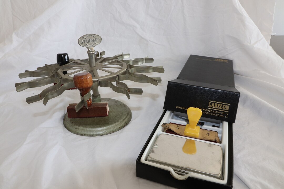 Vintage 1930's STANDARD Hand Stamp Carousel and Labelon Custom Rubber