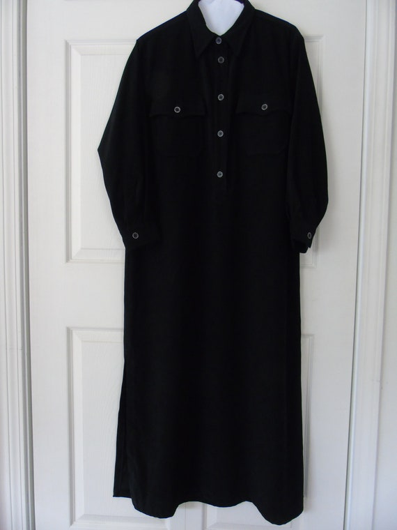 Vintage Harve Bernard Black Maxi Shirt Dress By Be