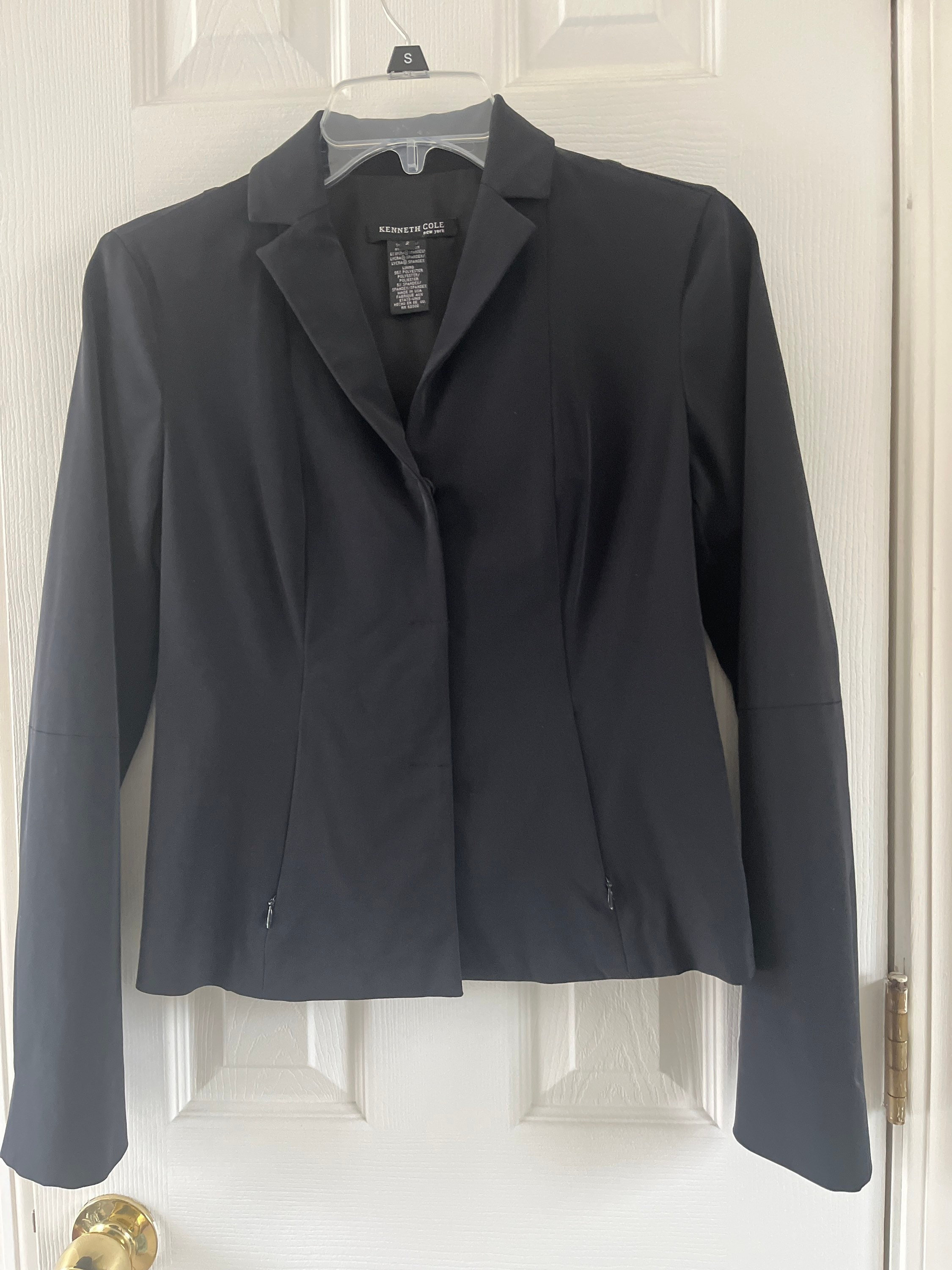 Vtg Kenneth Cole New York Black Blazer Jacket Size 2 Made in USA