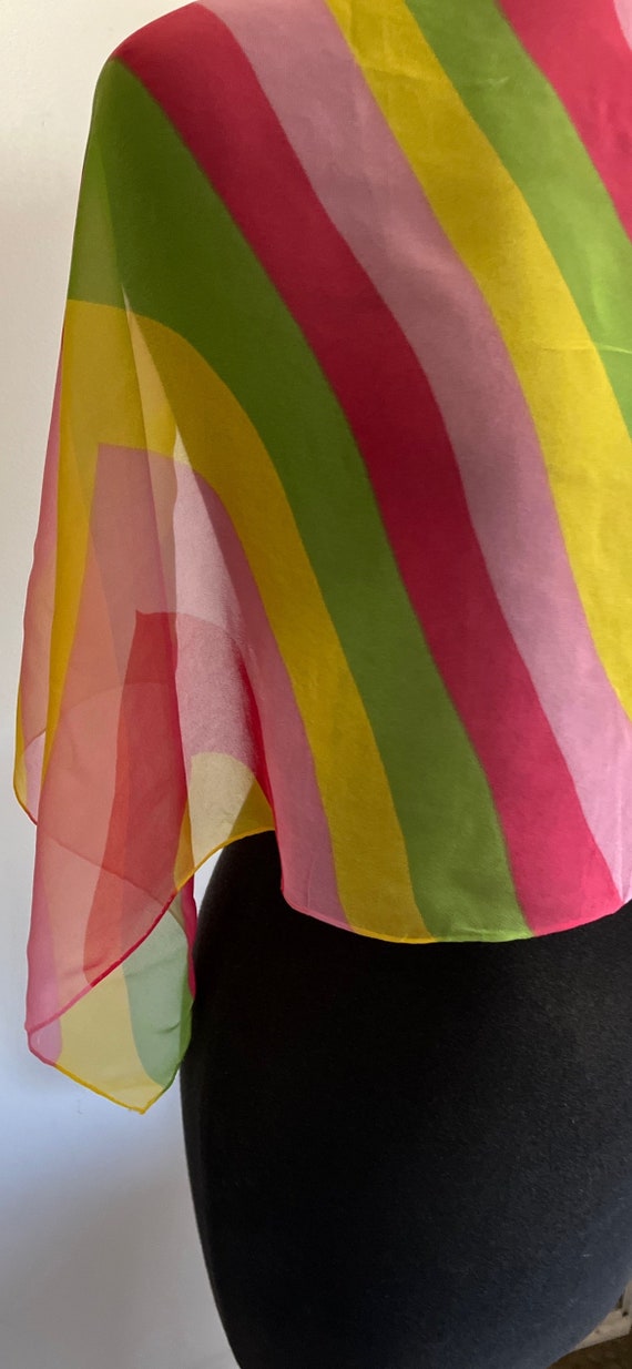 Vintage 1960’s Pop Art Colored Sheer Scarf Handma… - image 2